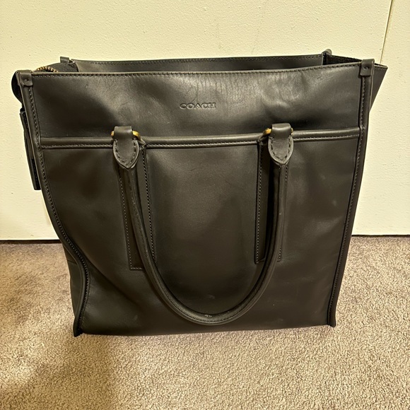 Authentic Black Leather COACH Tote Bag - Picture 6 of 10